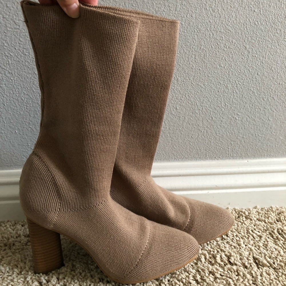 Nude sock booties, Yeezy inspired
